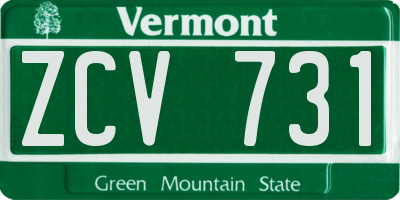 VT license plate ZCV731