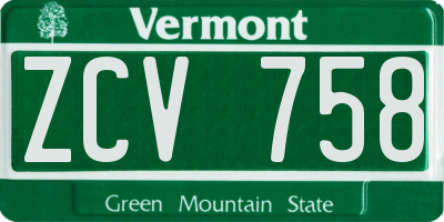 VT license plate ZCV758
