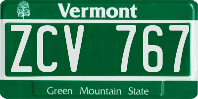 VT license plate ZCV767