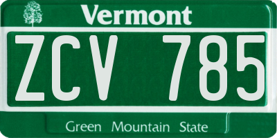 VT license plate ZCV785
