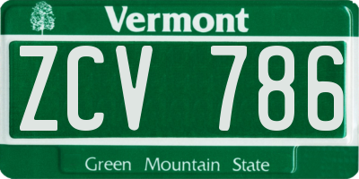 VT license plate ZCV786