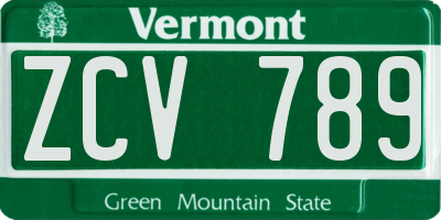 VT license plate ZCV789