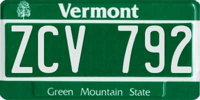 VT license plate ZCV792