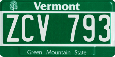 VT license plate ZCV793