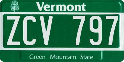 VT license plate ZCV797
