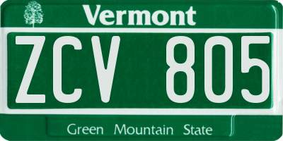 VT license plate ZCV805