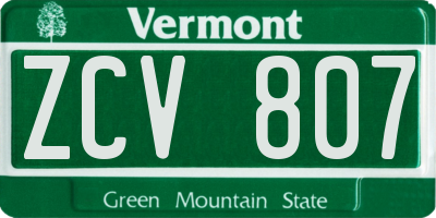 VT license plate ZCV807