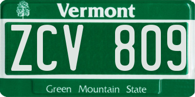 VT license plate ZCV809