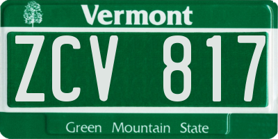 VT license plate ZCV817