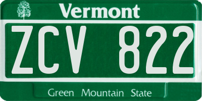 VT license plate ZCV822