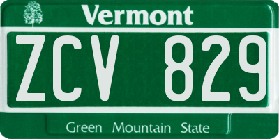 VT license plate ZCV829