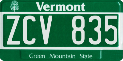 VT license plate ZCV835