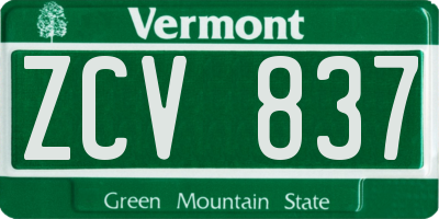 VT license plate ZCV837