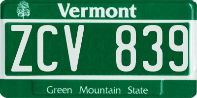 VT license plate ZCV839