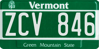 VT license plate ZCV846