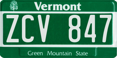 VT license plate ZCV847