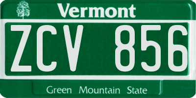 VT license plate ZCV856