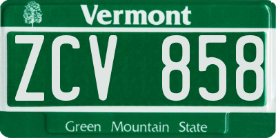 VT license plate ZCV858