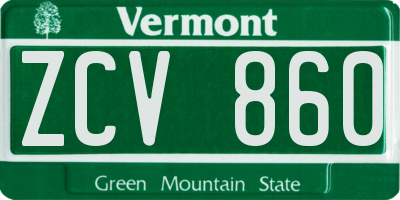 VT license plate ZCV860