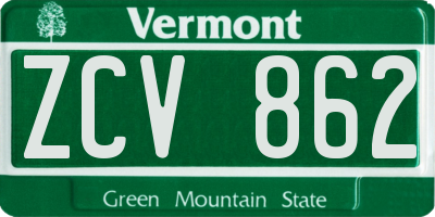 VT license plate ZCV862