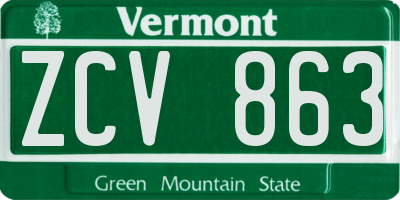VT license plate ZCV863