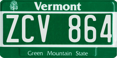 VT license plate ZCV864