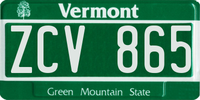 VT license plate ZCV865