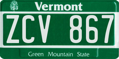VT license plate ZCV867