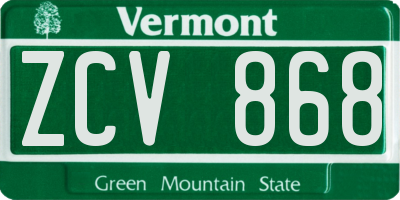VT license plate ZCV868