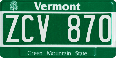 VT license plate ZCV870