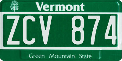VT license plate ZCV874