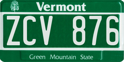 VT license plate ZCV876
