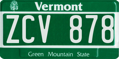 VT license plate ZCV878