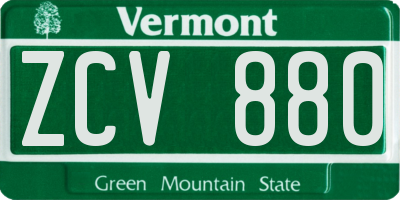 VT license plate ZCV880