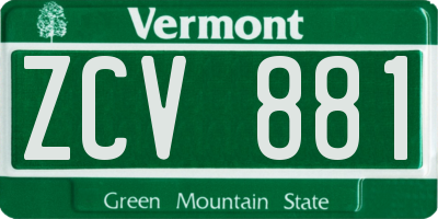 VT license plate ZCV881