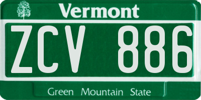 VT license plate ZCV886