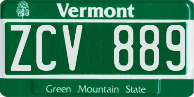 VT license plate ZCV889