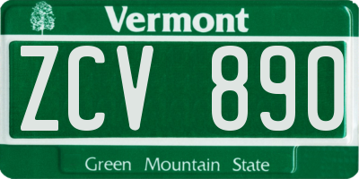 VT license plate ZCV890