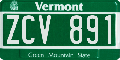 VT license plate ZCV891