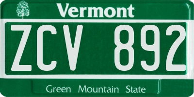 VT license plate ZCV892