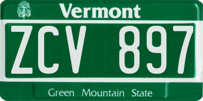 VT license plate ZCV897