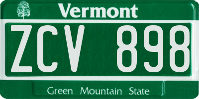 VT license plate ZCV898