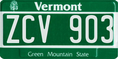 VT license plate ZCV903