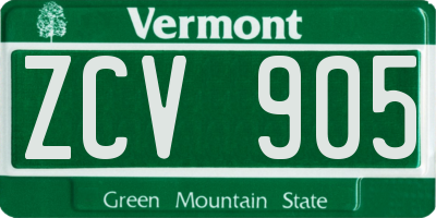 VT license plate ZCV905