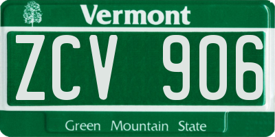 VT license plate ZCV906