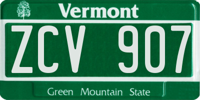 VT license plate ZCV907