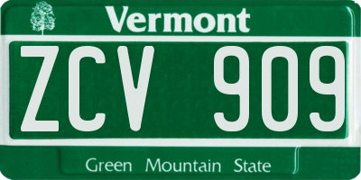 VT license plate ZCV909
