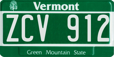 VT license plate ZCV912