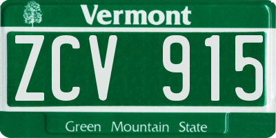 VT license plate ZCV915