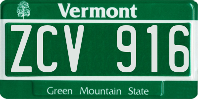 VT license plate ZCV916